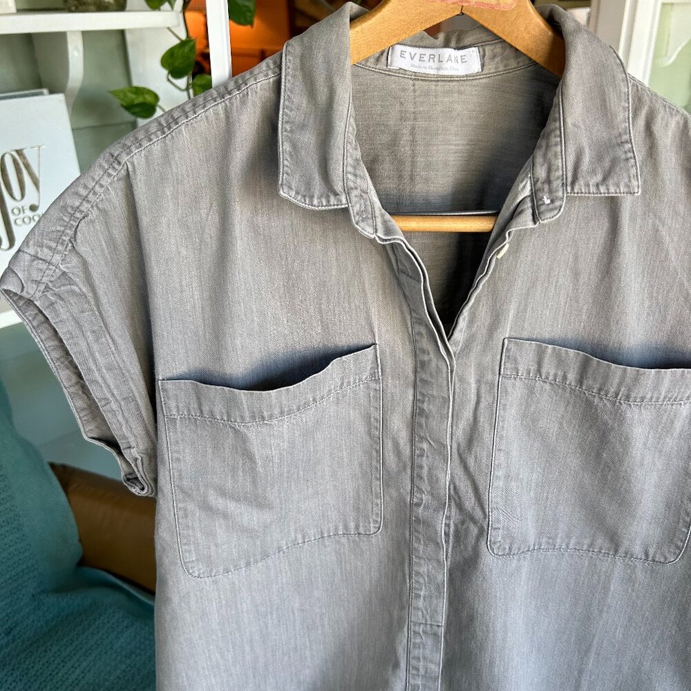 Everlane gray chambray boxy shirtdress